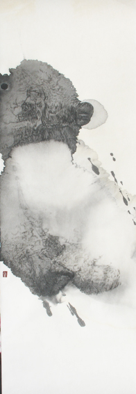 Composition in sumi ink line and wash 1  墨の線とぼかしの構成1 24 cms X 72 cms 2010
